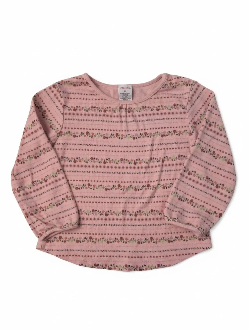Vintage 2002 Carter's Pink Floral Stripe Long-Sleeve Girls 3T